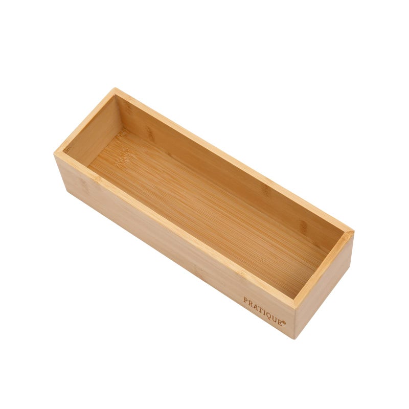 PRATIQUE Bamboo Drawer Organizer Kitchen Utensil Organizer Silverware Tray Cutlery HolderOffice Desk Supplies and Accessories 89x3x26 inch