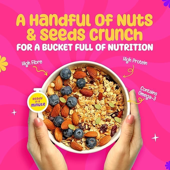 Yogabar Wholegrain Breakfast Muesli Combo | Fruits, Nuts and Seeds 700gm | Dark Chocolate Cranberry 700gm | Nuts + Seeds, Dried Fruits, Whole Grains - Image 4