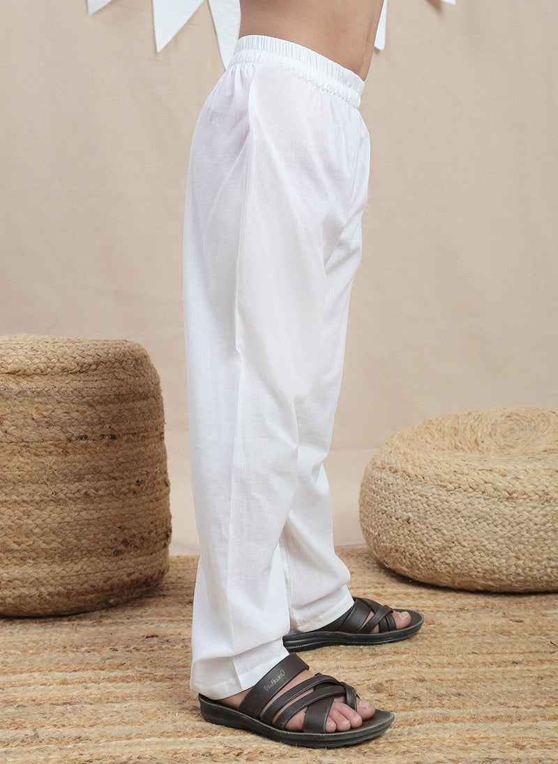 Globus Boys Blue Mandarin Collar Lurex Striped Detail Side Slit Kurta & Pant Festive Kurta Set - Image 5