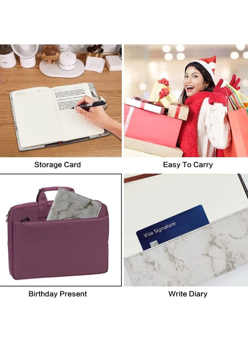 Diary with Lock, A5 Marble PU Leather Creative Journal Notebook Writing Planner Organizer Travel Pen Holder for Man Women Teenager 192 s (grey) - Image 2