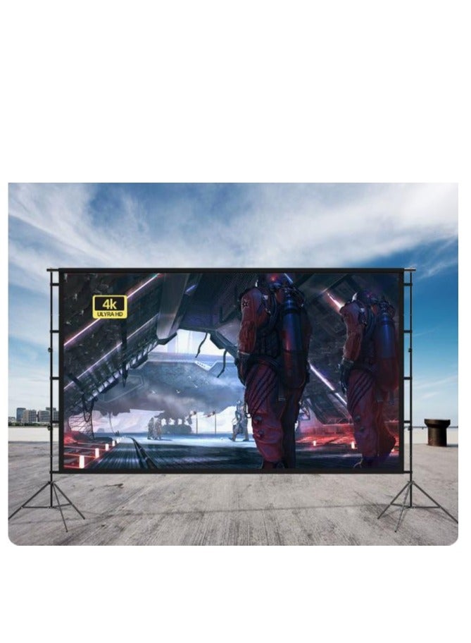 Projector Screen with Stand, 84 Inch Portable Indoor Outdoor Projection Screen 16:9 HD 4K Wrinkle-Free Outdoor Movies Screen with Carrying Bag for Home Theater Camping and Backyard Cinema  - Image 2
