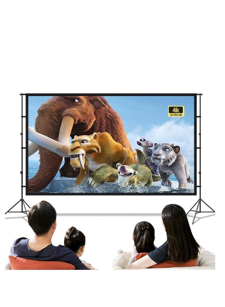 Projector Screen with Stand, 84 Inch Portable Indoor Outdoor Projection Screen 16:9 HD 4K Wrinkle-Free Outdoor Movies Screen with Carrying Bag for Home Theater Camping and Backyard Cinema  - Image 4