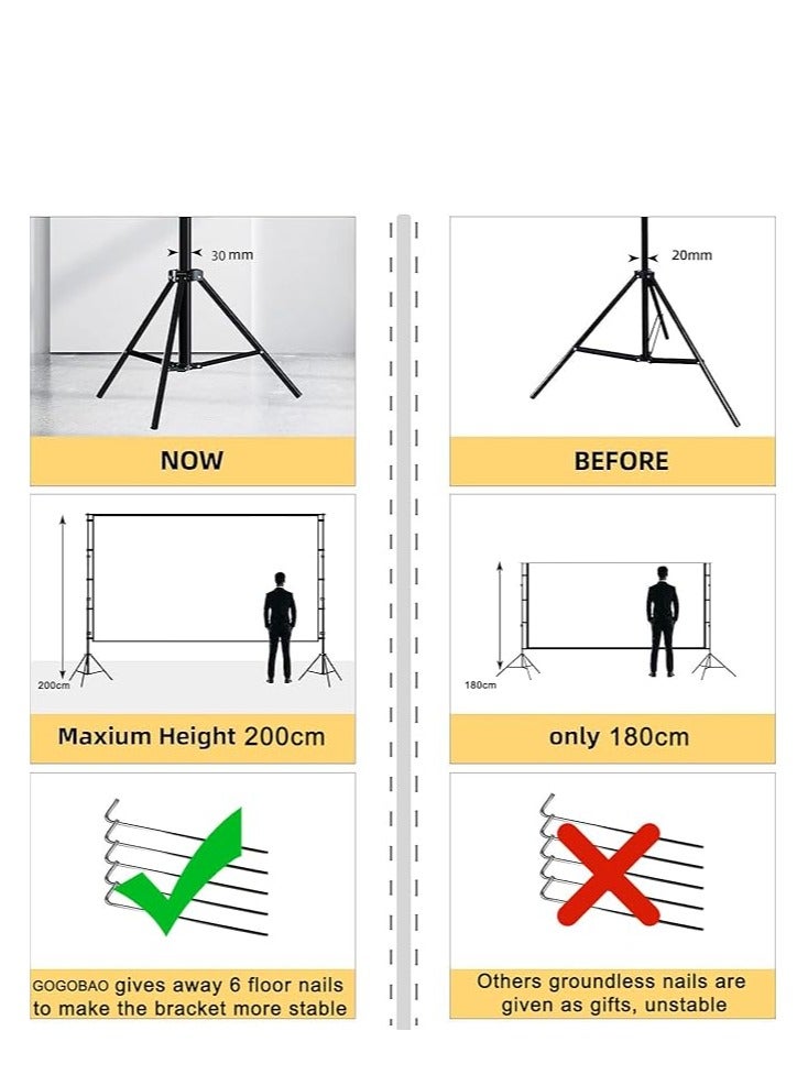 Projector Screen with Stand, 84 Inch Portable Indoor Outdoor Projection Screen 16:9 HD 4K Wrinkle-Free Outdoor Movies Screen with Carrying Bag for Home Theater Camping and Backyard Cinema  - Image 5