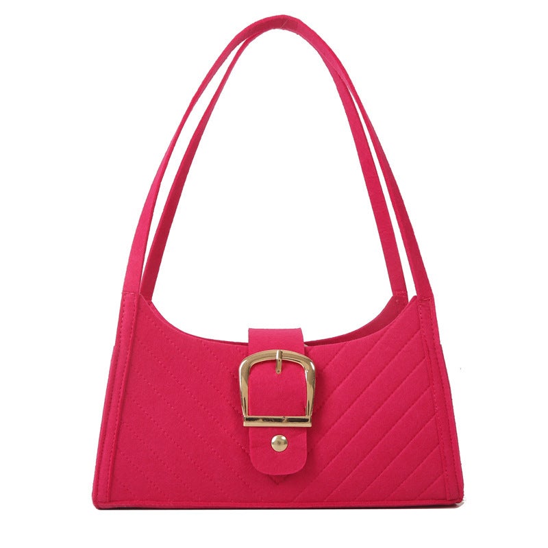Ins Niche Texture Underarm Bag Women'S Bag 2023 Solid Color Felt Shoulder Bag Casual All-Match Women'S Bag - Image 1