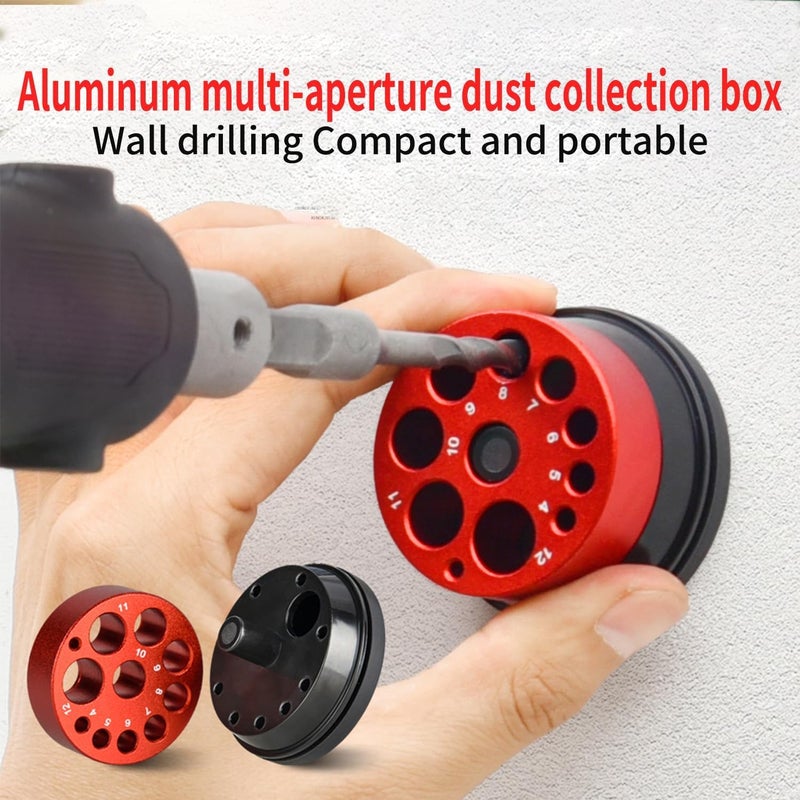 KASTWAVE Drill Dust Collector Cap, Aluminum Alloy+ Abs Dust Cover Collector With 9 Apertures, Dust Quick Remove Woodworking, Reduce Noise Easily Use For Power Drill Dust Catcher Drill Hole Cove - Image 2