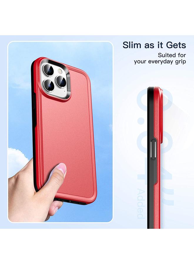 زبون جراب لهاتف iPhone 13 Pro Max، جراب مدرع مزدوج بلون واحد - Image 2