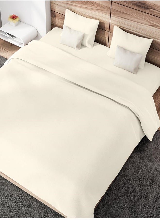 RISHAHOME RISHAHOME 3 Piece Bedsheet Set King Size|Beige Colour|1 Flat Bedsheet - 260x240 cm, 2 Pillowcases - 50x75 cm|Non allergic Microfiber for year-around use.  - Image 1