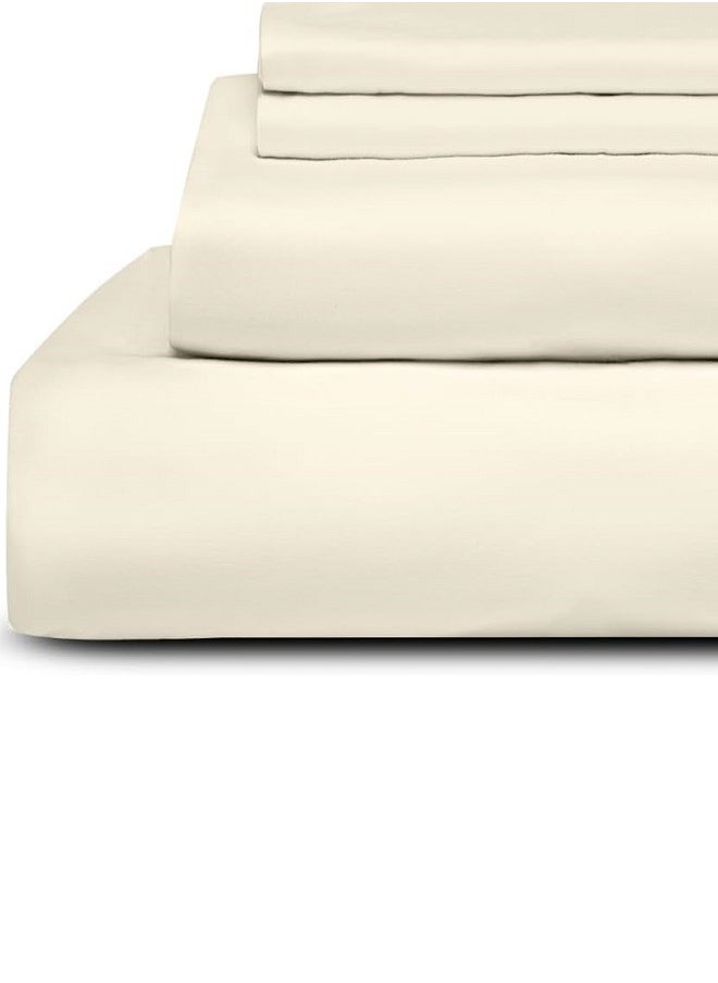RISHAHOME RISHAHOME 3 Piece Bedsheet Set King Size|Beige Colour|1 Flat Bedsheet - 260x240 cm, 2 Pillowcases - 50x75 cm|Non allergic Microfiber for year-around use.  - Image 2