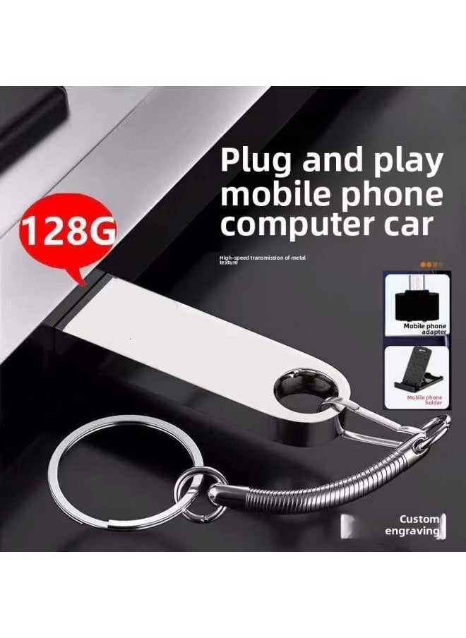 Generic - [High Speed Sufficient] U Disk 16G/32G/64G/128G Computer Mobile Phone Dual-purpose Student Office Car USB Disk-Color:Silver-Capacity:64G - Image 1