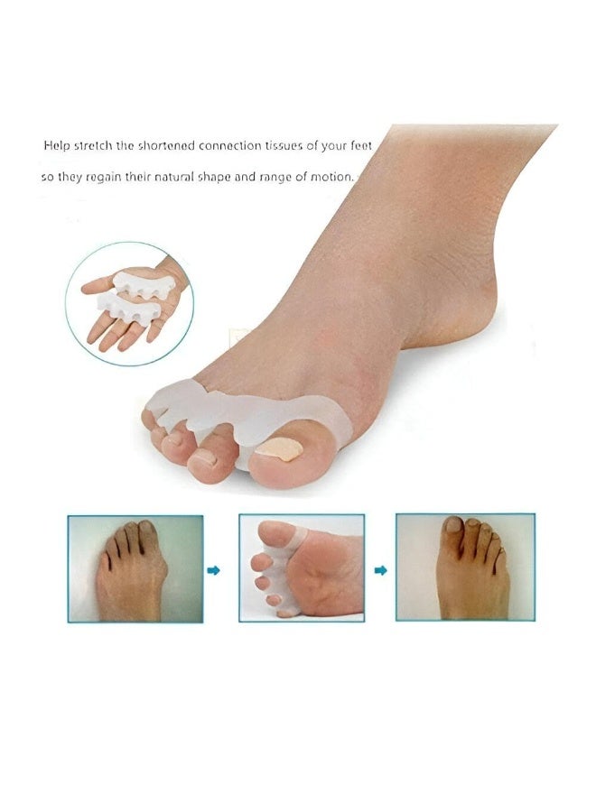 فاصل أصابع القدم المصنوع من السيليكون لتصحيح شكل القدم وتخفيف الألم الناتج عن تداخل أصابع القدم، متوفر بمقاس واحد يناسب الجميع - أبيض - Image 2