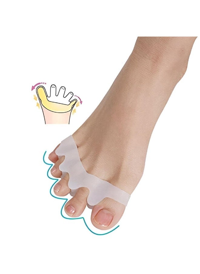 فاصل أصابع القدم المصنوع من السيليكون لتصحيح شكل القدم وتخفيف الألم الناتج عن تداخل أصابع القدم، متوفر بمقاس واحد يناسب الجميع - أبيض - Image 3