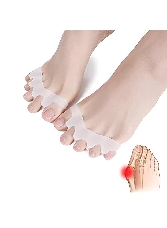 فاصل أصابع القدم المصنوع من السيليكون لتصحيح شكل القدم وتخفيف الألم الناتج عن تداخل أصابع القدم، متوفر بمقاس واحد يناسب الجميع - أبيض - Image 1