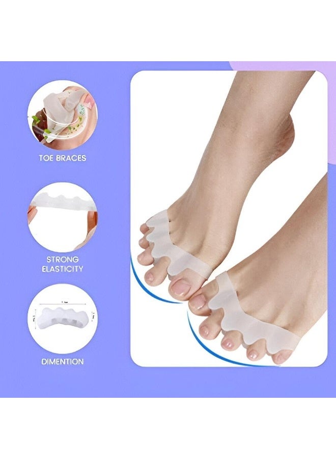 فاصل أصابع القدم المصنوع من السيليكون لتصحيح شكل القدم وتخفيف الألم الناتج عن تداخل أصابع القدم، متوفر بمقاس واحد يناسب الجميع - أبيض - Image 4