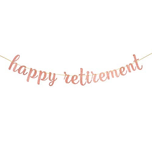 INNORU Glitter Happy Retirement Banner - for Farewell Party Bunting - Leaving Theme - Finally Retiring Party Bunting Decoration Rose Gold - Image 1