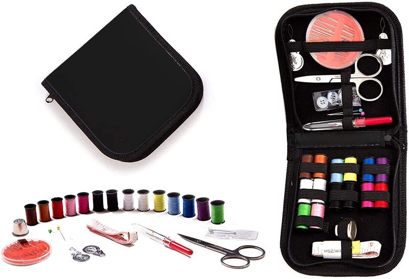 MELUDI Sewing Kit for Adults Beginner Kids Traveler Emergency Repair Home DIY Mini Portable Sewing Supplies Accessories with Thread Needle Scissors Measure Tape Thimble 