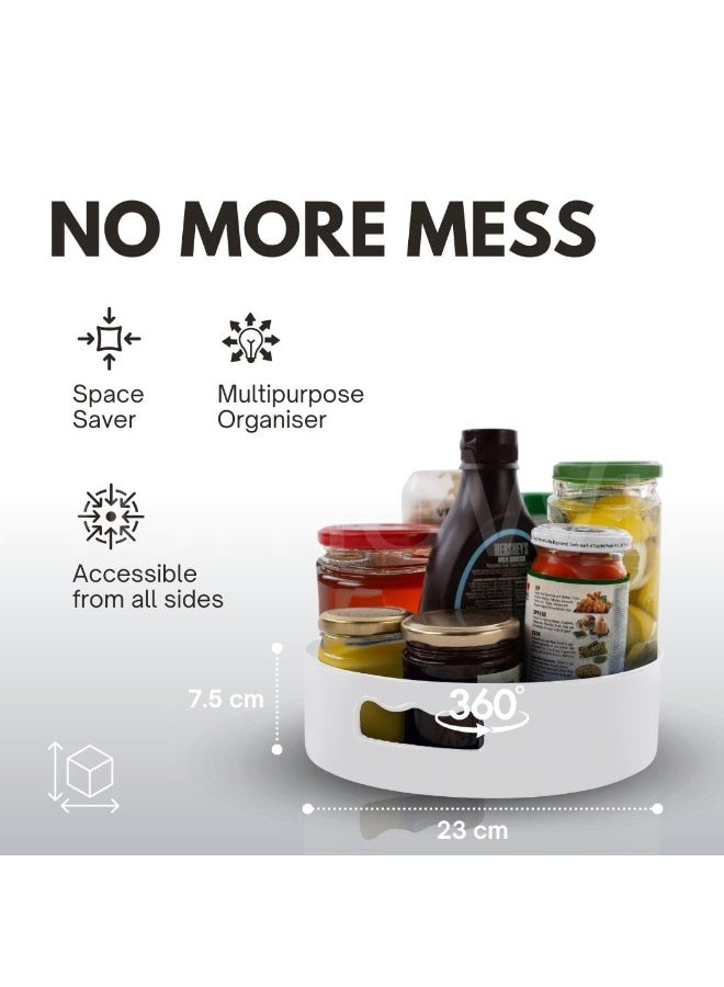 HomeWiz 360° Rotating Kitchen Organiser | Lazy Susan Smooth Turntable Organiser | Spice Rack Organizer | Cosmetic Holder Organizer | Multipurpose Use for Kitchen Counter, Dining Table | White - Image 4