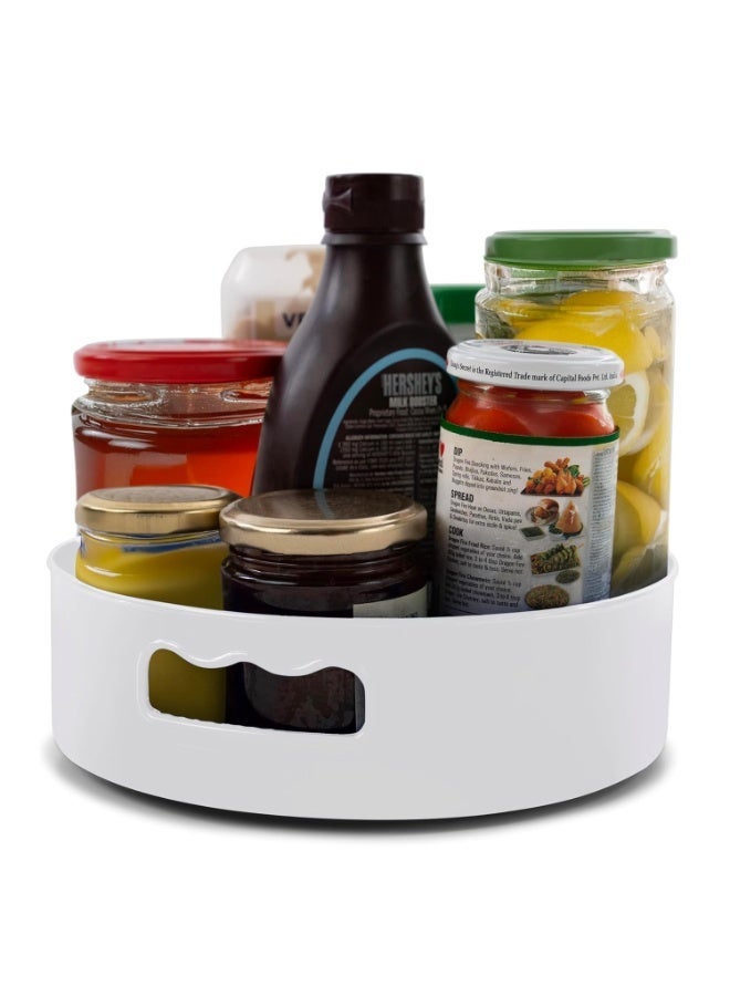 HomeWiz 360° Rotating Kitchen Organiser | Lazy Susan Smooth Turntable Organiser | Spice Rack Organizer | Cosmetic Holder Organizer | Multipurpose Use for Kitchen Counter, Dining Table | White - Image 1