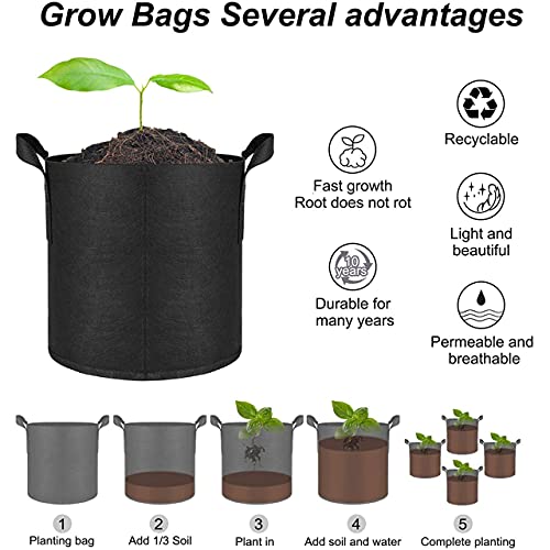 ecofynd 12 inches Non Woven Fabric Pots Grow Bags | Heavy Duty Thickened Fabric Vessel for Indoor & Outdoor, Garden, Office, Balcony (Pack of 2, Black) - Image 2