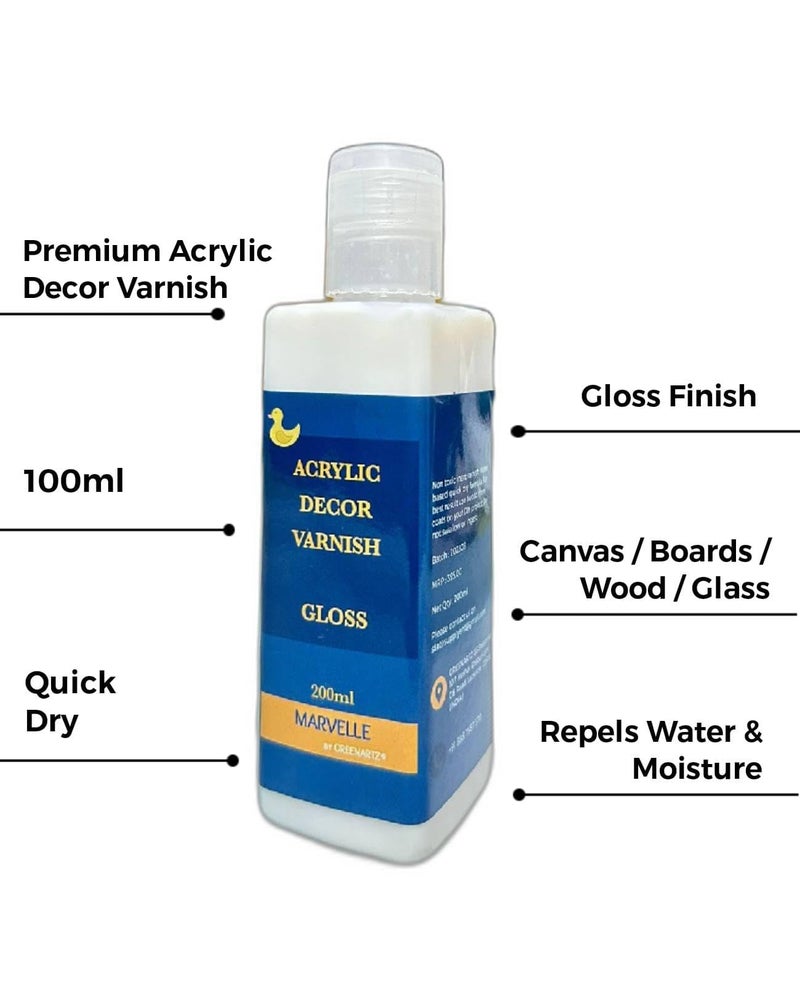 MARVELLE 100ml Acrylic Decor Varnish Gloss Finish for Canvas Wood Oil and Acrylic Painting ( with 5pc MDF Coasters 4 inch 3mm Thickness) - Image 5