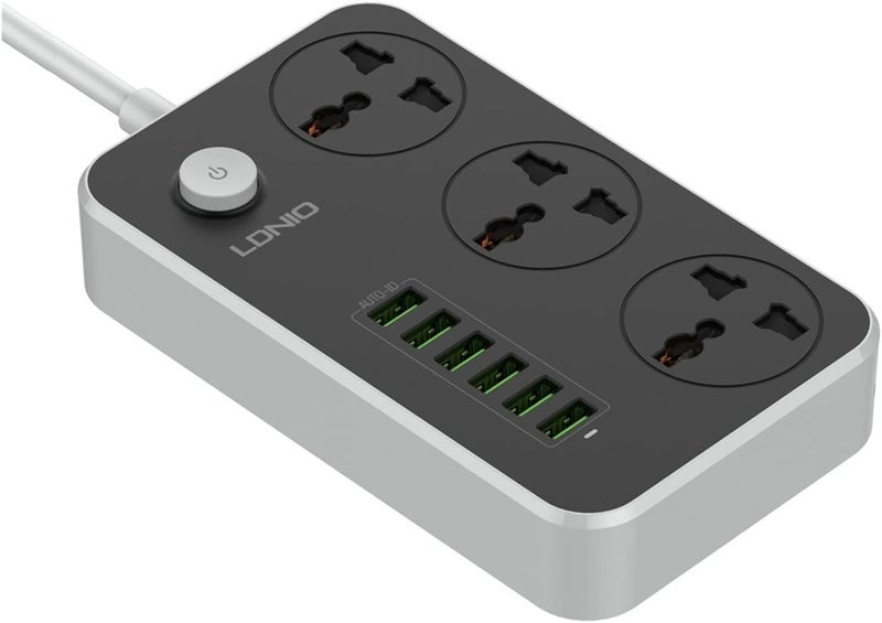 مضخة منزلية صغيرة محمولة من ، مقبس طاقة USB متعدد LDNIO 6، مقبس تمديد متعدد، مفتاح رئيسي، محول سفر، 10 أمبير 2500 واط 2 متر (6 أقدام)، شاحن سريع 3.4 أمبير (اللون: لون واحد) - Image 1