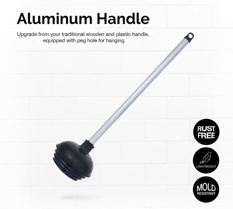 NEIKO 60166A Toilet Plunger with Patented All-Angle Design, Heavy-Duty Toilet Bowl Plunger with Aluminum Handle, Bathroom Necessity, Black, 1-Pack - Image 3