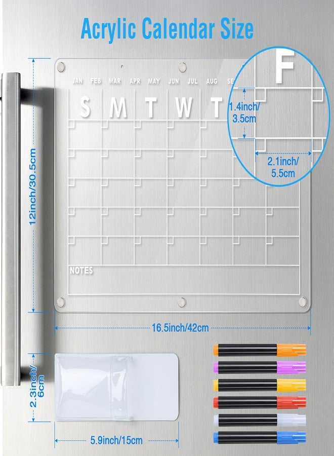 Suneerplay Acrylic Magnetic Dry Erase Board Calendar for Fridge, 16.5"x12" Inch Clear Dry Erase Calendar for Refrigerator, Magnetic Planning Calendars Includes 6 Colors Markers and Magnet Pen Holder - Image 2