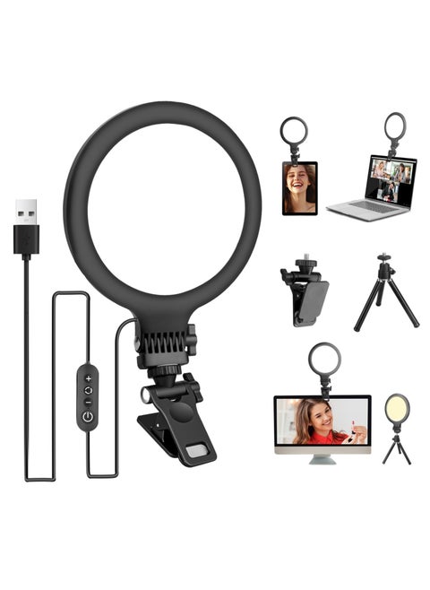 Full-Screen Ring Light 72 LED Side Lighting with Clip and Tripod for Laptop Computer Monitor Tablet, Light Modes for Video Conference, Photography, Live Streaming