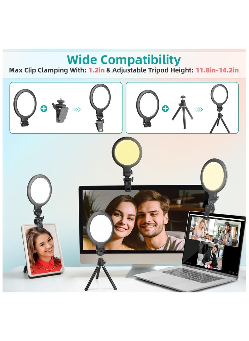 XiuWoo - Full-Screen Ring Light 72 LED Side Lighting with Clip and Tripod for Laptop Computer Monitor Tablet, Light Modes for Video Conference, Photography, Live Streaming - Image 1