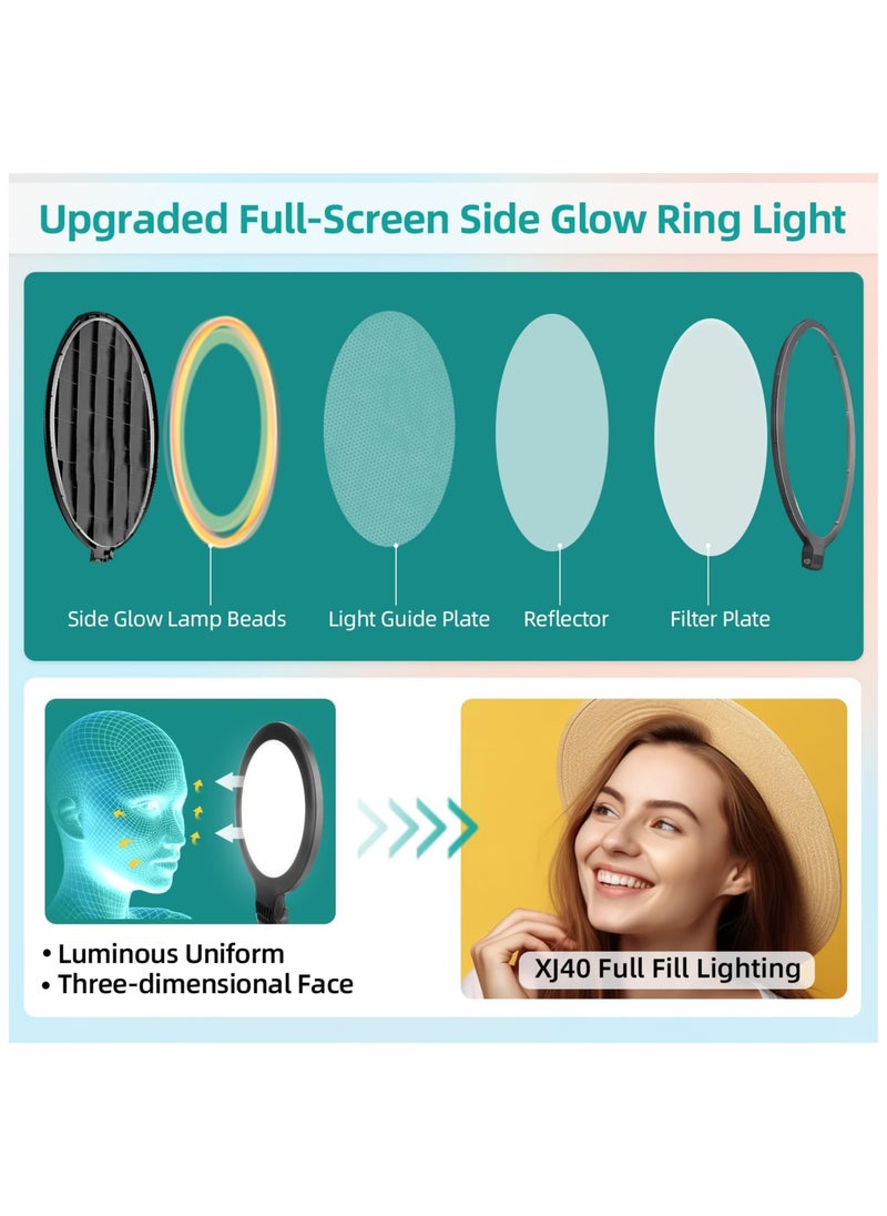 XiuWoo - Full-Screen Ring Light 72 LED Side Lighting with Clip and Tripod for Laptop Computer Monitor Tablet, Light Modes for Video Conference, Photography, Live Streaming - Image 1