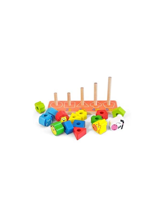 vesus - Sorting And Stacking Toys For Toddlers - Animal Shapes Wooden Stacking Puzzle | Toddlers Montessori Wooden Stacking Puzzles | Educational Shape Stacker For Kids | Wooden Shape Sorter 3+ Years - Image 1