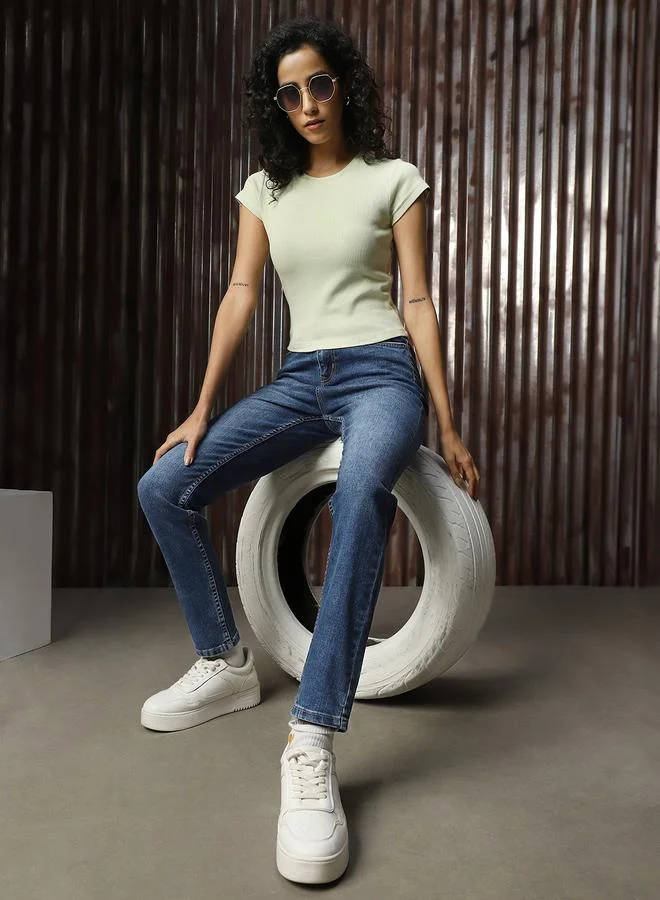 Women Comfort Skinny Fit High-Rise Heavy Fade Stretchable Jeans