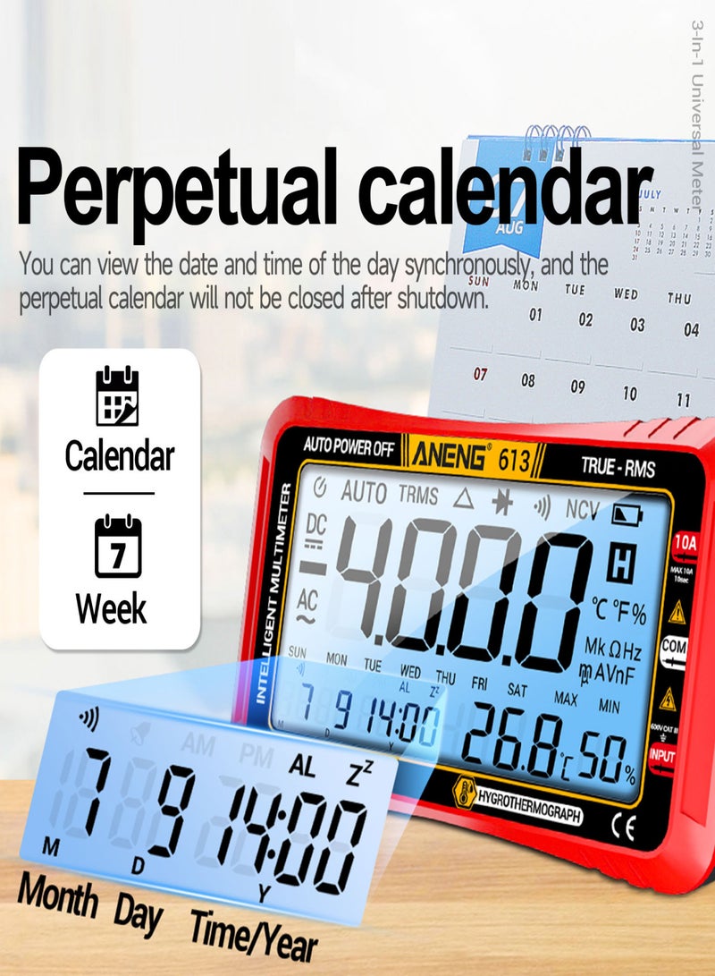 ANENG 613 3 in 1 Smart Multimeter Perpetual Calendar Temperature Hygrometer 4000 Counts Digital AC/DC Curent Voltage Resistance Capacitor Tester Professional Test Tools - Image 4