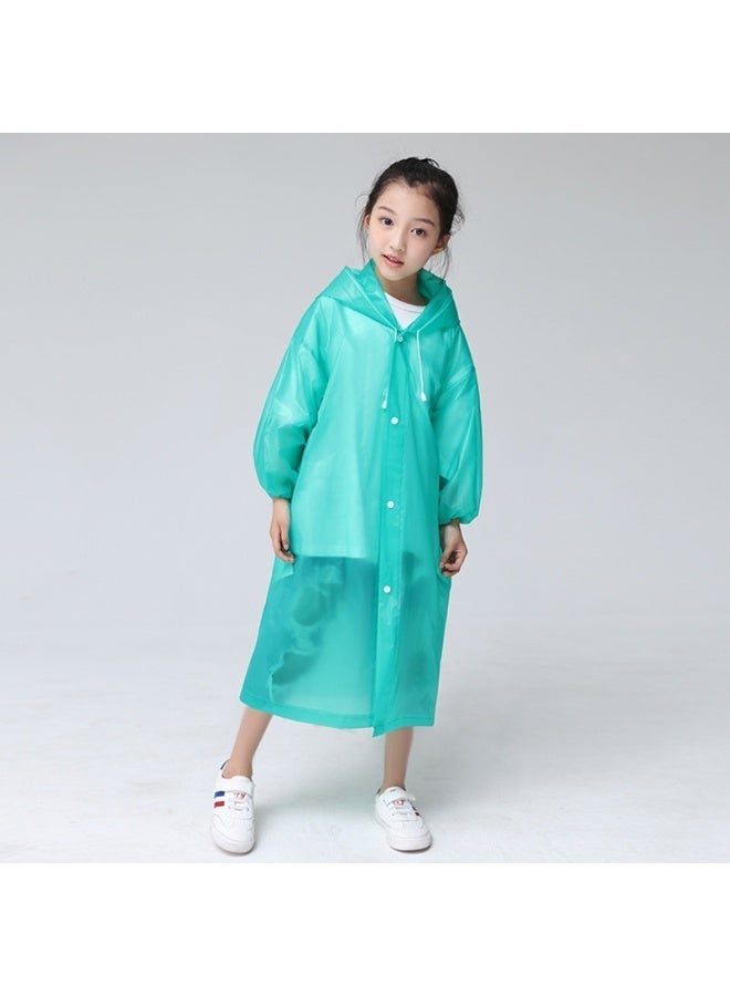 Eva Children's Raincoat Thickened and Lengthened Raincoat Drawstring Hooded Solid Raincoat Full Body Rainstorm Proof Outdoor Raincoat - Image 5