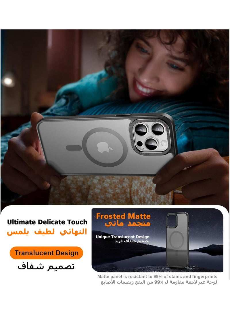 Concretization iPhone 14 Pro MagSafe Case Magnetic Back Cover,【Full Shockproof Protection】Translucent Matte Back, Slim Phone Cover with Strong Magnet for Apple 14 Pro (2022)(Black) - Image 5