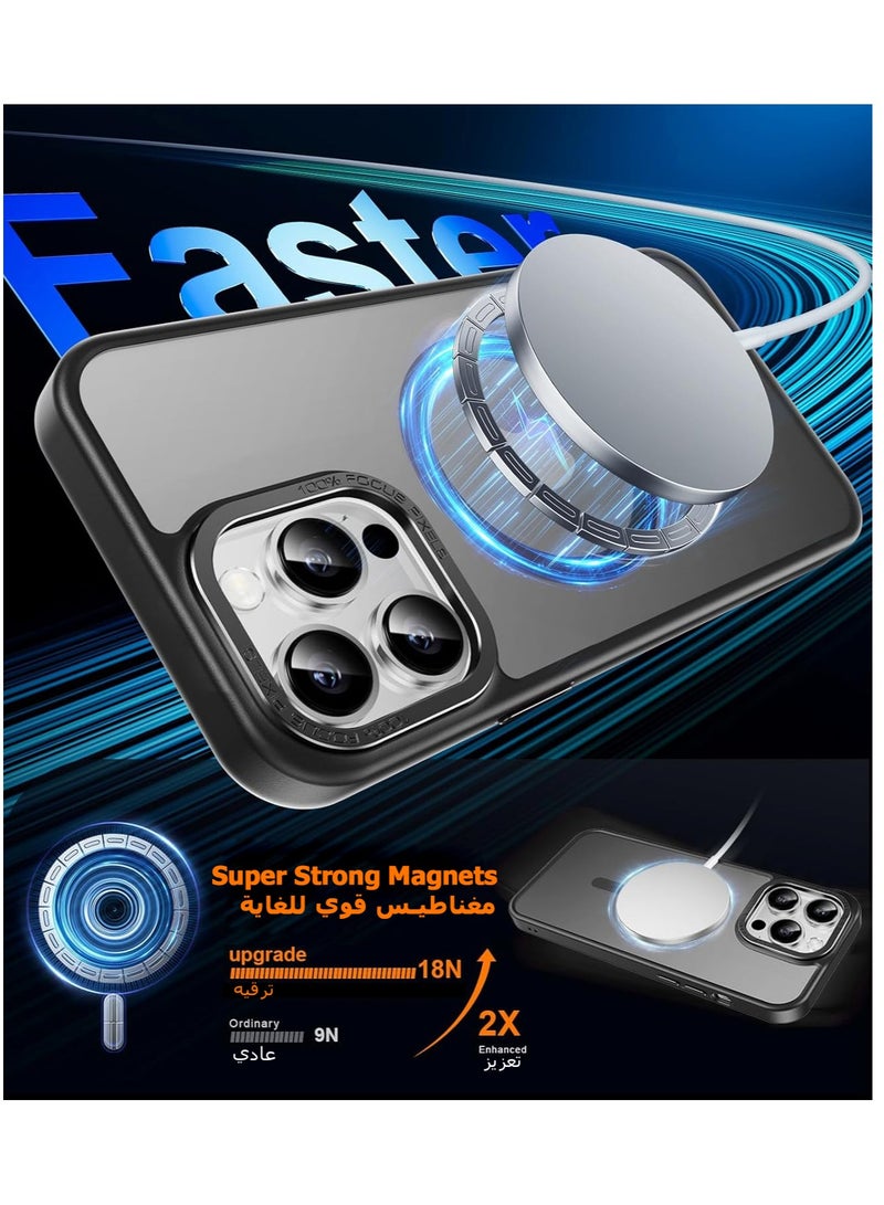 Concretization iPhone 14 Pro MagSafe Case Magnetic Back Cover,【Full Shockproof Protection】Translucent Matte Back, Slim Phone Cover with Strong Magnet for Apple 14 Pro (2022)(Black) - Image 2