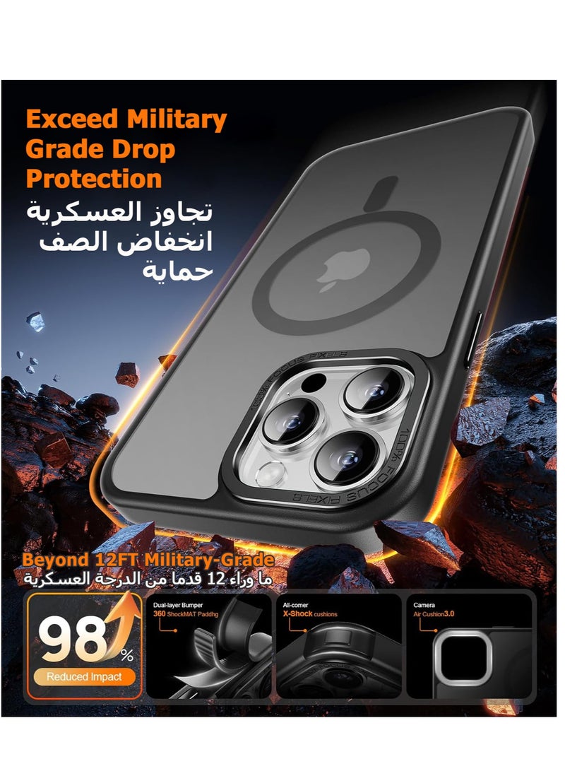 Concretization iPhone 14 Pro MagSafe Case Magnetic Back Cover,【Full Shockproof Protection】Translucent Matte Back, Slim Phone Cover with Strong Magnet for Apple 14 Pro (2022)(Black) - Image 3