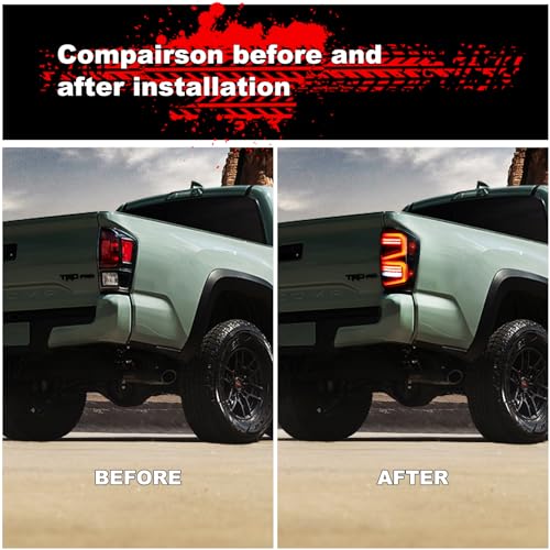 Cavauu LED Tail Lights for Toyota Tacoma 2016 2017 2018 2019 2020 2021, 2016-2021 Tacoma Pickup Truck Tail lamps, Taillights Rear Brake Light - Image 5