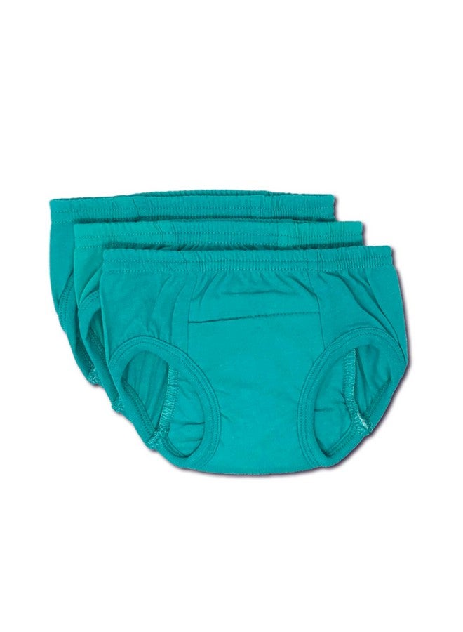 Tiny Undies سراويل تدريب قطنية صغيرة، للجنسين، للأطفال والرضع، للتواصل أثناء الإخراج أو تدريب الحمام - عبوة 3 (3T، أزرق مائي) - Image 1