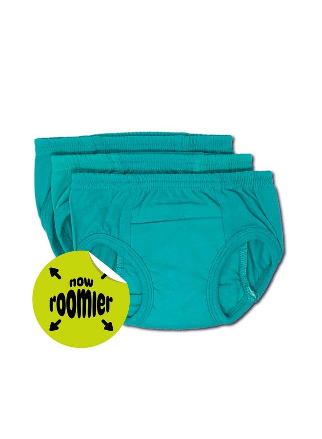 Tiny Undies سراويل تدريب قطنية صغيرة، للجنسين، للأطفال والرضع، للتواصل أثناء الإخراج أو تدريب الحمام - عبوة 3 (3T، أزرق مائي) - Image 2