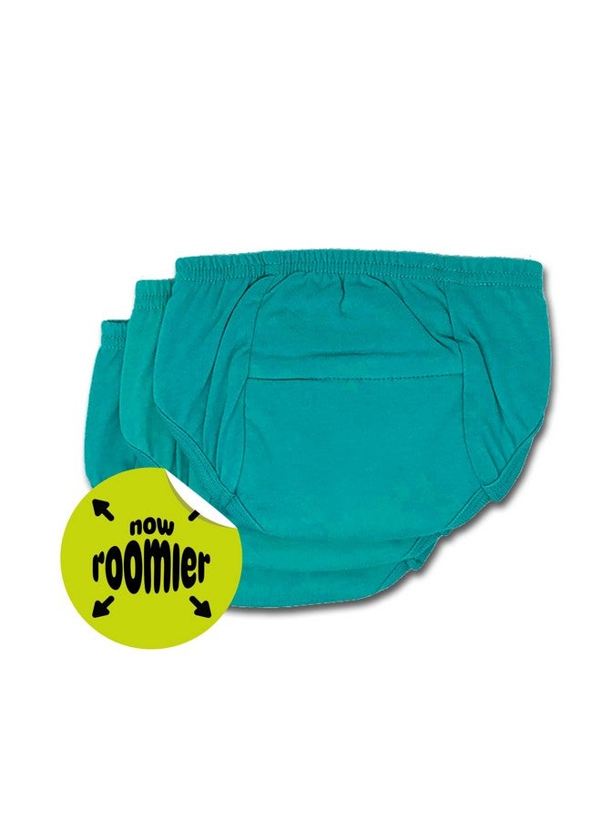 Tiny Undies سراويل تدريب قطنية صغيرة، للجنسين، للأطفال والرضع، للتواصل أثناء الإخراج أو تدريب الحمام - عبوة 3 (3T، أزرق مائي) - Image 3