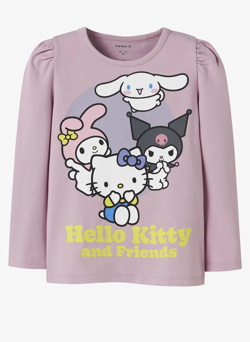 نيم ات تيشيرت أطفال بطبعة هالو كيتي وياقة دائرية