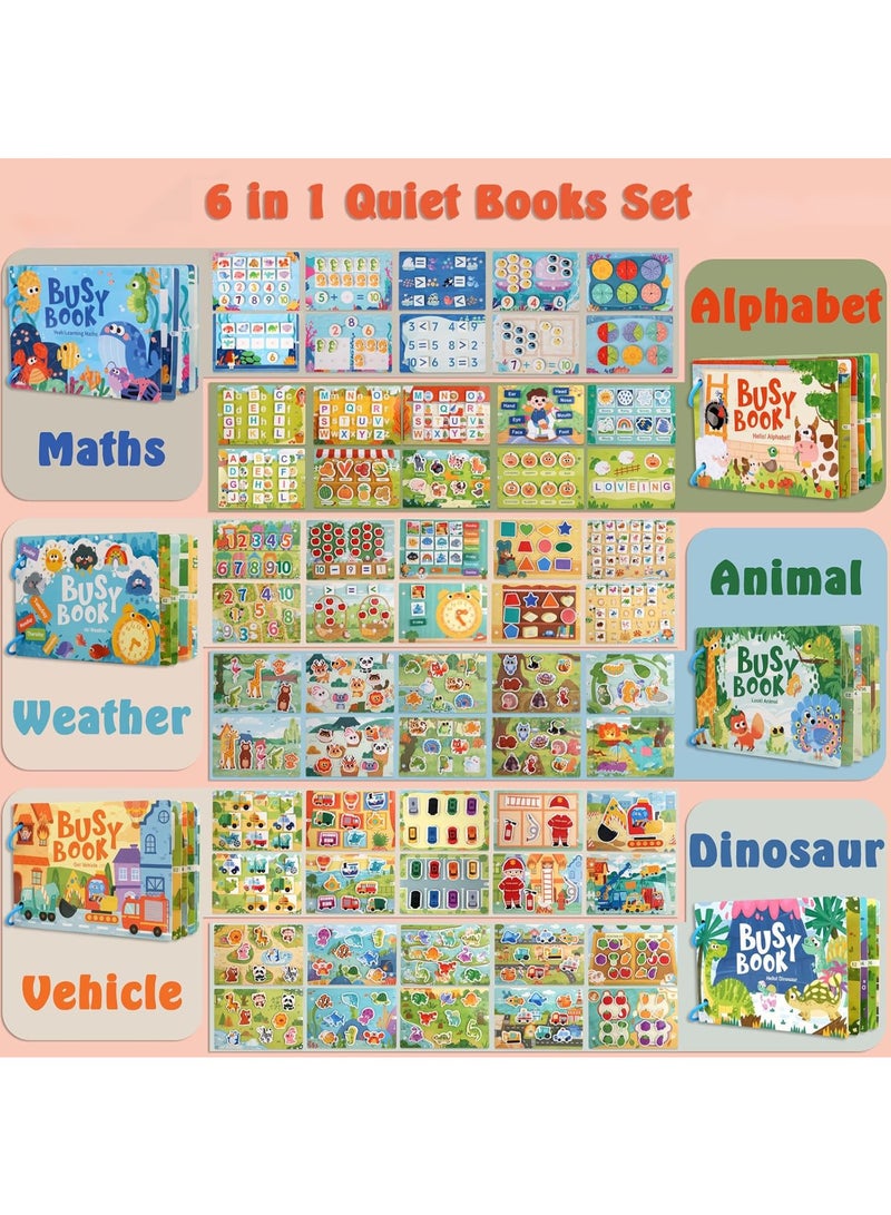 6-Piece Quiet Book Set for Toddlers, Early Learning Activities Puzzle Paste Matching Game Toy, Kids Educational Magic Tape Wooden Busy Books Toys  - Image 2