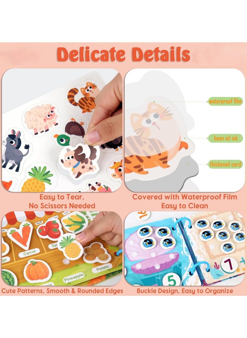 6-Piece Quiet Book Set for Toddlers, Early Learning Activities Puzzle Paste Matching Game Toy, Kids Educational Magic Tape Wooden Busy Books Toys  - Image 3