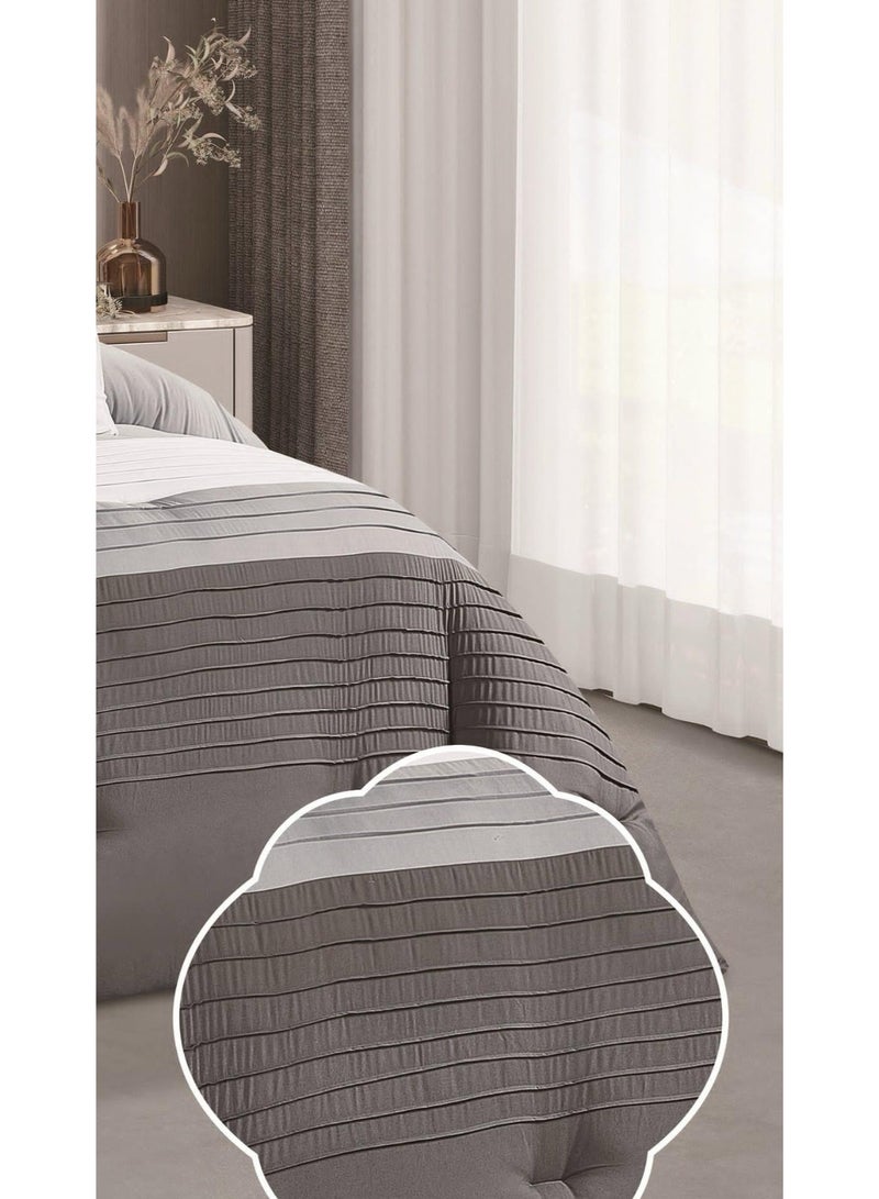 RedRoss *A double bed sheet with a modern striped design and embroidery that adds a touch of elegance, made of microfiber, size 240*260 cm - Image 4