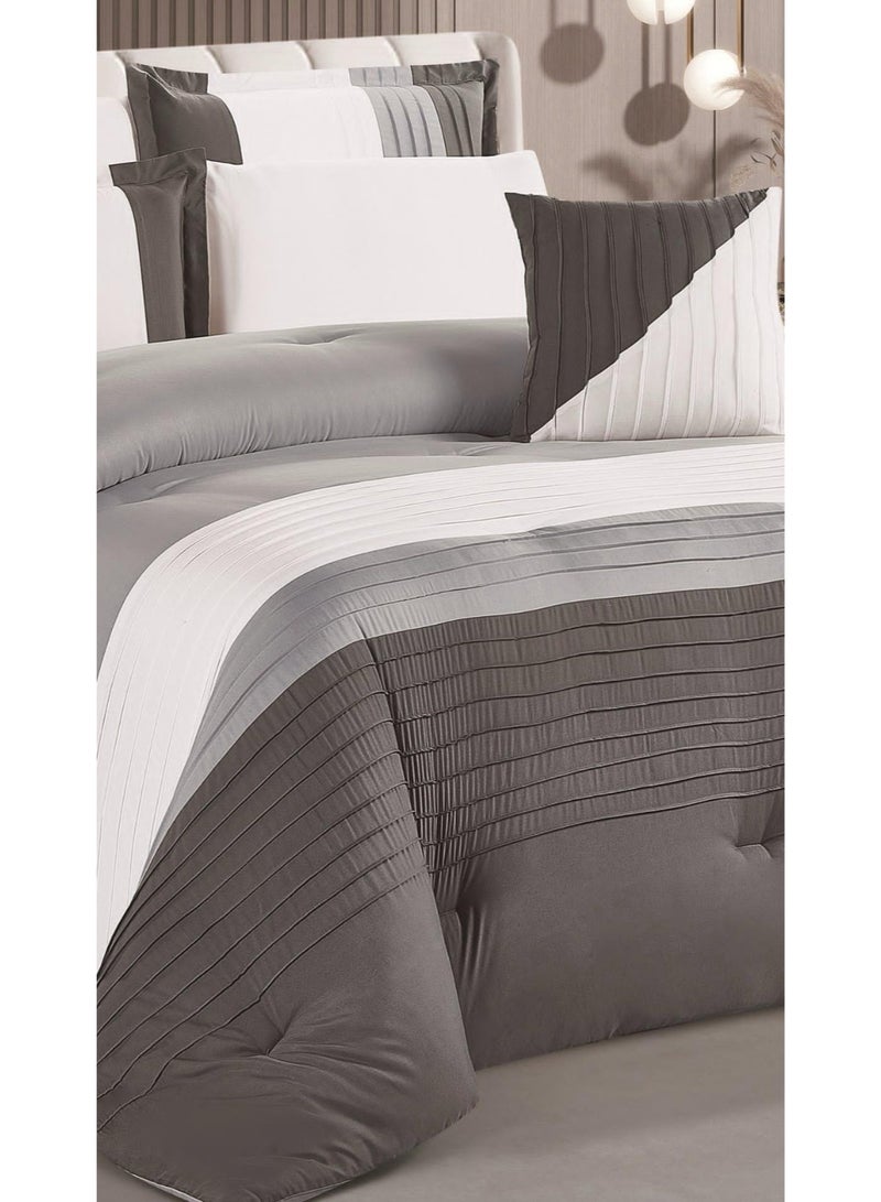 RedRoss *A double bed sheet with a modern striped design and embroidery that adds a touch of elegance, made of microfiber, size 240*260 cm - Image 3