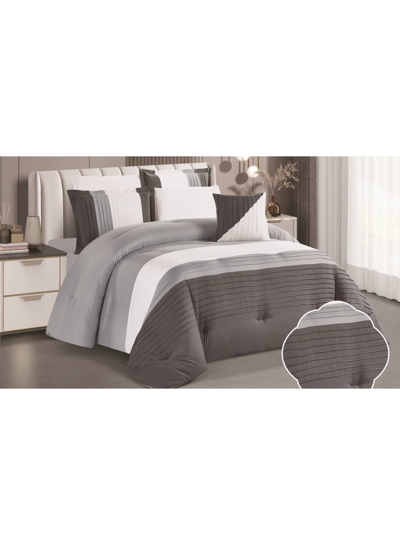 RedRoss *A double bed sheet with a modern striped design and embroidery that adds a touch of elegance, made of microfiber, size 240*260 cm - Image 1