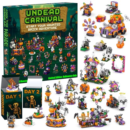 Funewest Advent Calendar 2026 31 Days Spooky Countdown Kit 6 in 1 Building Blocks Set Creepy Carnival Building Toy Gifts for Adult Teens Kids - Image 1