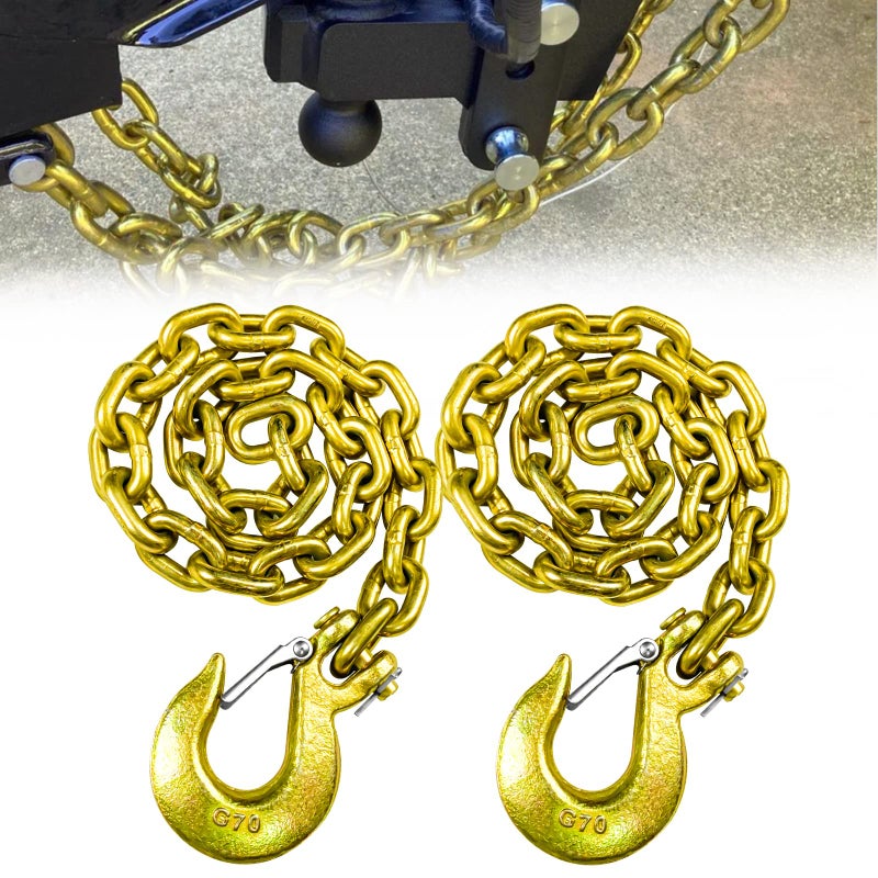 FITHOIST G80 Trailer Safety Chain 35 Inch Tow Chain with 38 Clevis Snap Hook 2Pack Heavy Duty Chain WLL 25000 lbs for Towing