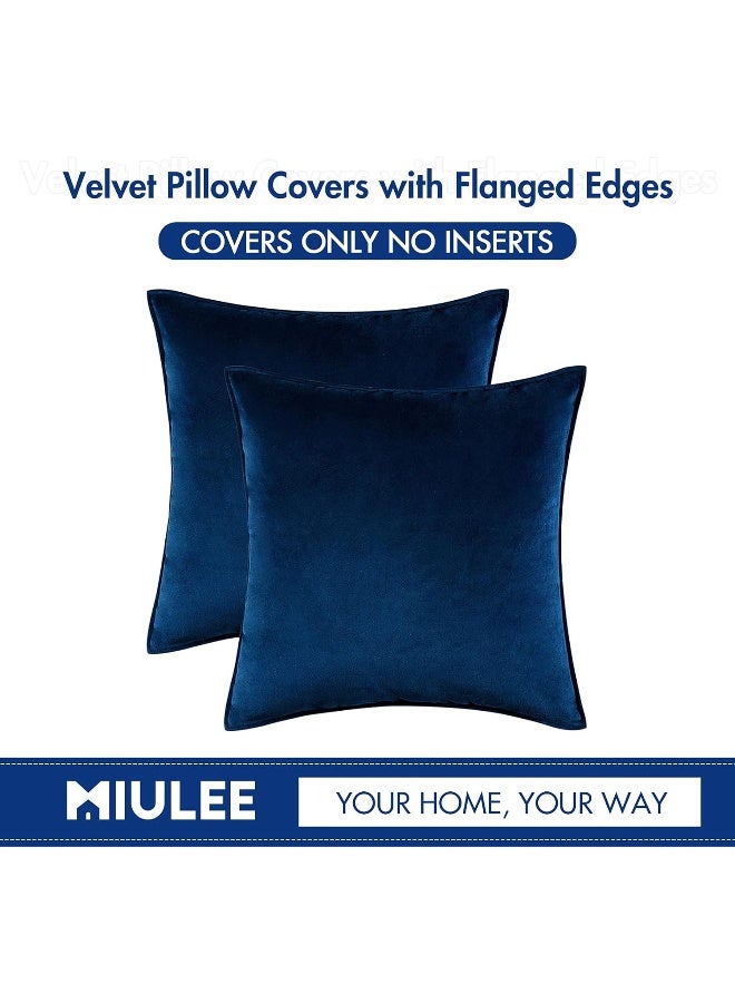 MIULEE MIULEE Pack of 2 Navy Blue Decorative Velvet Throw Pillow Cover Soft Pillow Cover Soild Square Cushion Case for Sofa Bedroom Car 18x 18 Inch 45x 45cm  - Image 4