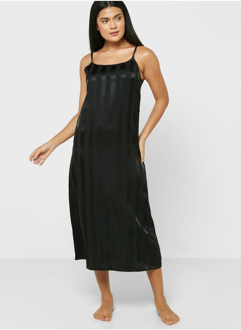 2 Piece Stripe Pyjama Set Night Robe & Dress - Image 2